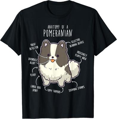Pomeranian Anatomie Grappige Schattige Hond Grafisch T-shirt Schattige Huisdieren Liefhebber Katoenen T-shirt Casual Uitje