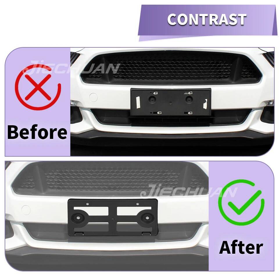 JIECHUAN Car Front License Plate Mounting Bracket Holder For Ford Mustang 2018-2023 2024 Up US Standard Car Exterior Accessories