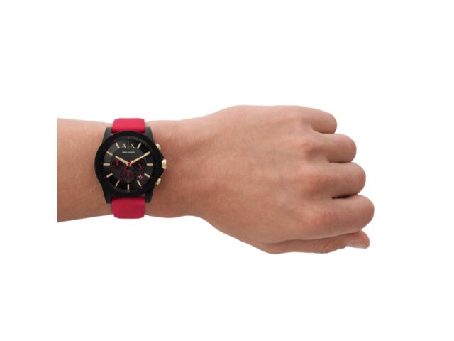 A X Armani Exchange Watch Outerbanks AX7152SET Men Red Silicon Band Chronograph