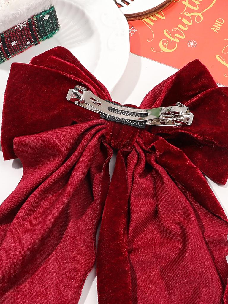 Large Red Satin Hair Bows, Clips, and Barrettes - Hair Accessories for Women, Christmas Gift