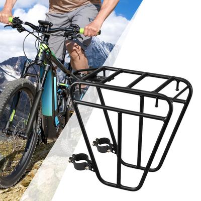 Front Bike Rack Cycling Cargo Rack Luggage Touring Carrier Racks Heavy Duty Steel Cycling Front Pannier Rack Cycling Equipment