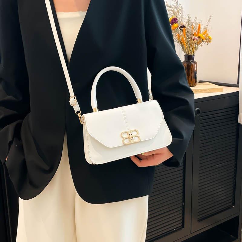 New fashionable solid color high-end design retro portable shoulder messenger bag versatile women's bag