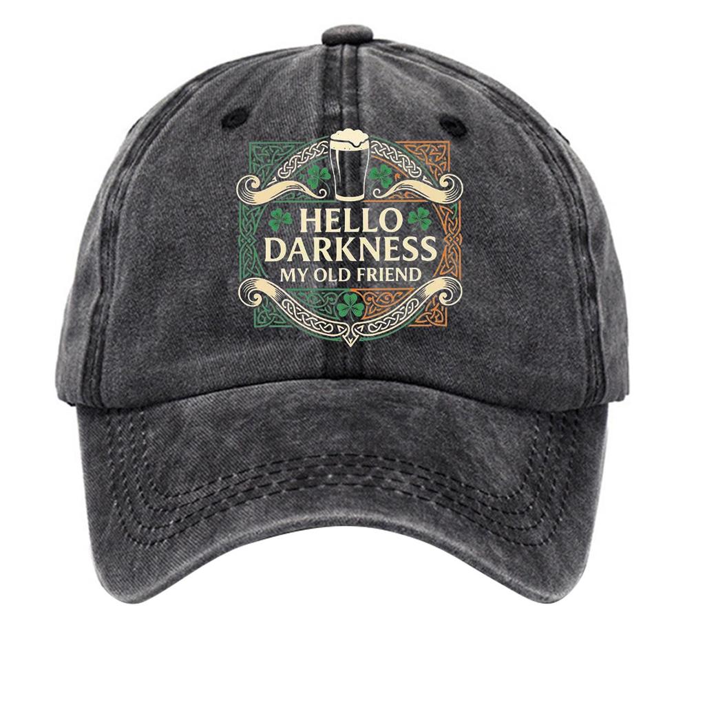 Washed cotton baseball cap with printed distressed soft top denim hat, vintage hat