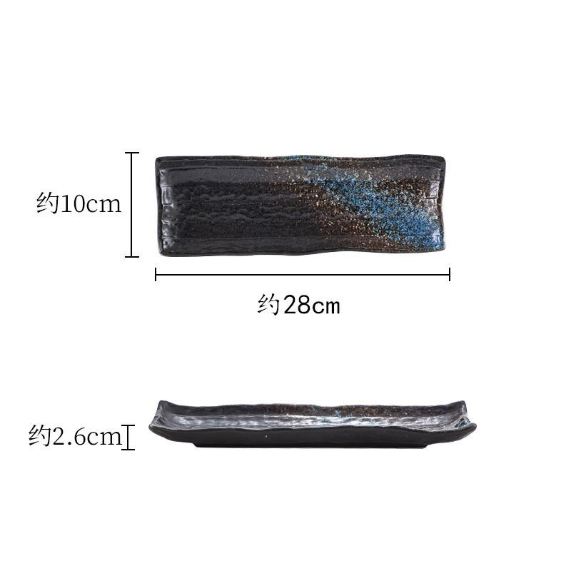 Japanese Plate Cuisine Sushi Plate Western Food Dim Sum Plate Bbq Saury Rectangular Plate Ceramic