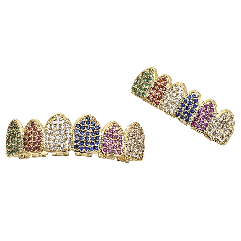 Hiphop Grillz Fashion Light Up Man Trendy Gold Copper With Zirconia Dental  Grillz