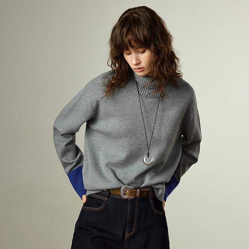 Chuyu Women's High Neck Color Block Knit Top