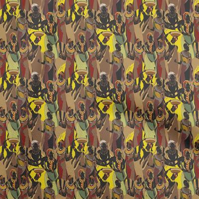 Cotton Flex Brown Fabric African Sewing Material Print Fabric by The Yard 40 Inche