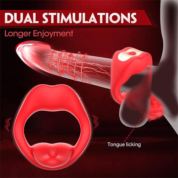 APP Controlled Silicone Penis Vibrating Ring with Tongue Vibration, Vibrating Penis Ring with 10 Vibrations, Adult Sex Toys for Men or Couples