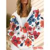 Plus Size Women's Floral Print Zip Hoodie/Loose Casual Cardigan Top