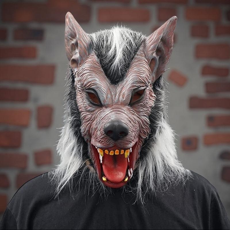 Wolf Head Latex Animal Headgear Funny Prom Latex Mask Haunted House Cosplay Props Party Supplies