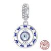Copper DevilS Eye Blue Round Rotatable Pendants Charms Fits Genuine Charm Bracelet Women DoItYourself Jewellery Gifts