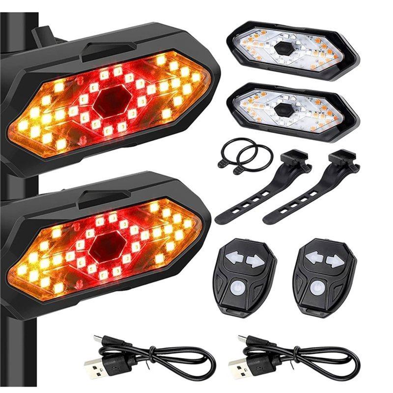 NEW HOT In Stock-USB Rechargeable Bike Tail Light 2 Pack With Wireless Turn Signals Remote Electric Scooter Lights Waterproof De