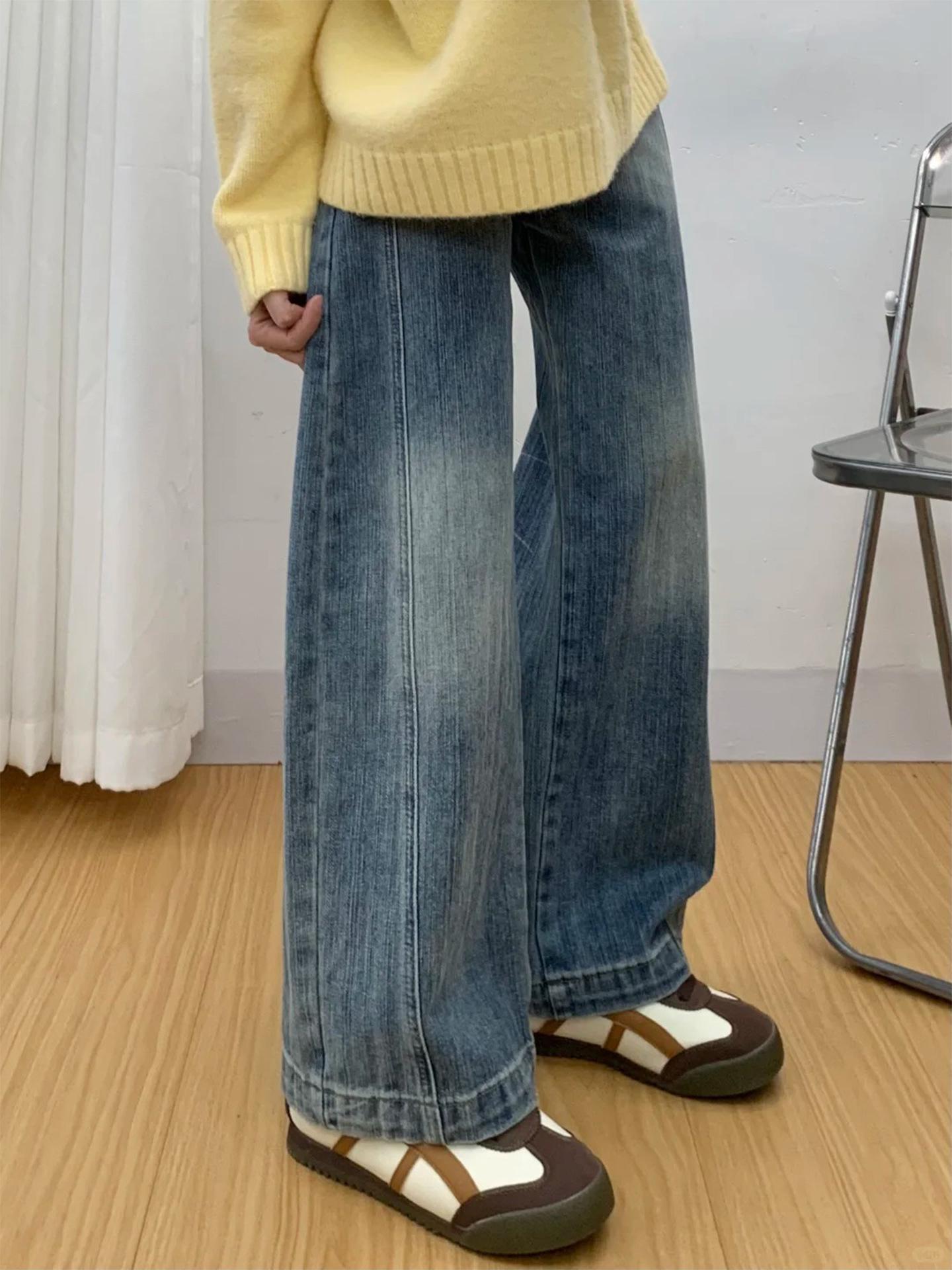 

Women s Plus Size Straight Leg Jeans for Pear Shaped Figures - 2025 Autumn/Winter Collection XL синий
