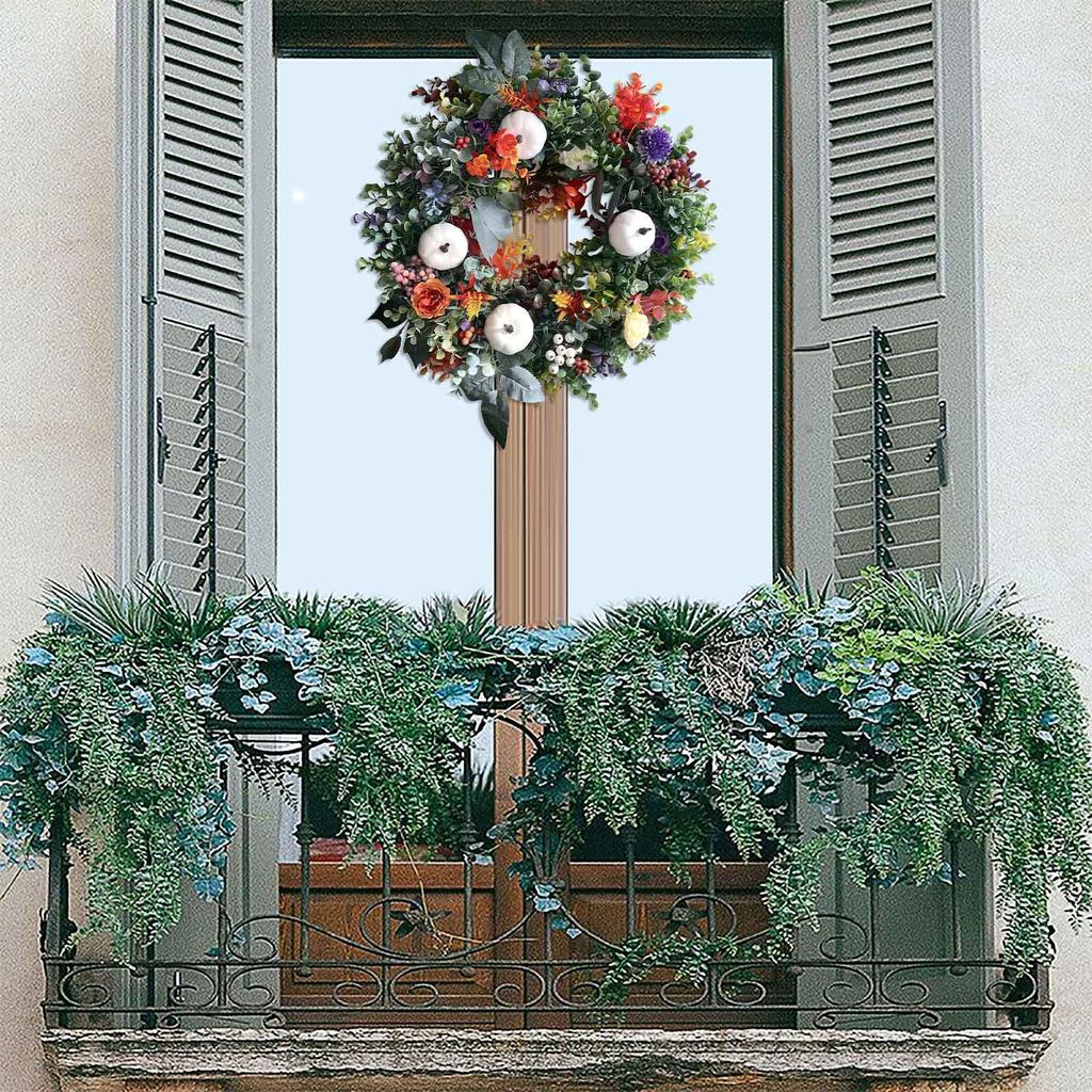 Pumpkins Ranunculus Wreath Thanksgiving  Wreath Artificial Flower Decoration Fall Farmhouses Wreath