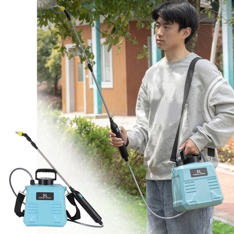 Spruzzatore da Giardino Elettrico 5L Manico Ricaricabile 4 Modelli di Nebulizzazione Lancia Telescopica Spruzzatore d'Acqua per Giardino