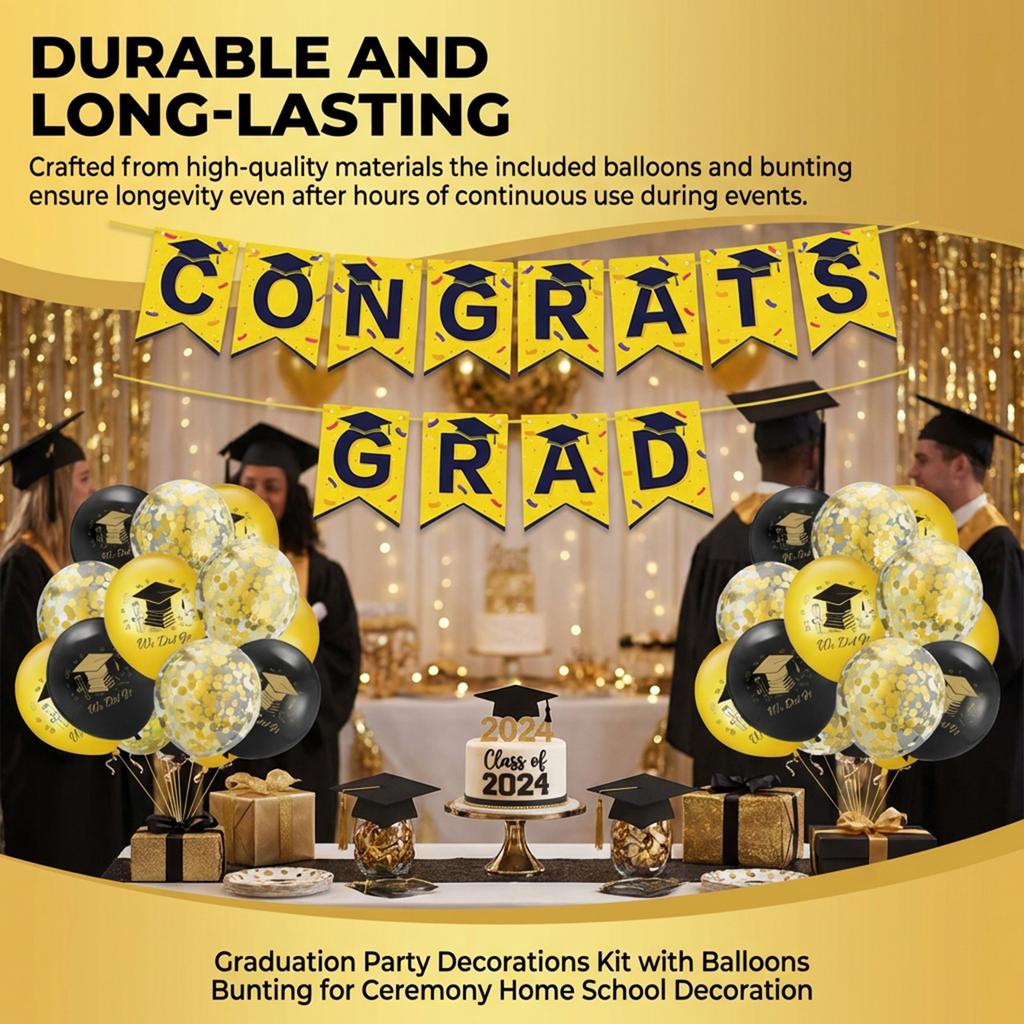 Graduation Party Decorations Kit with Balloons Bunting for Ceremony Home School Decoration