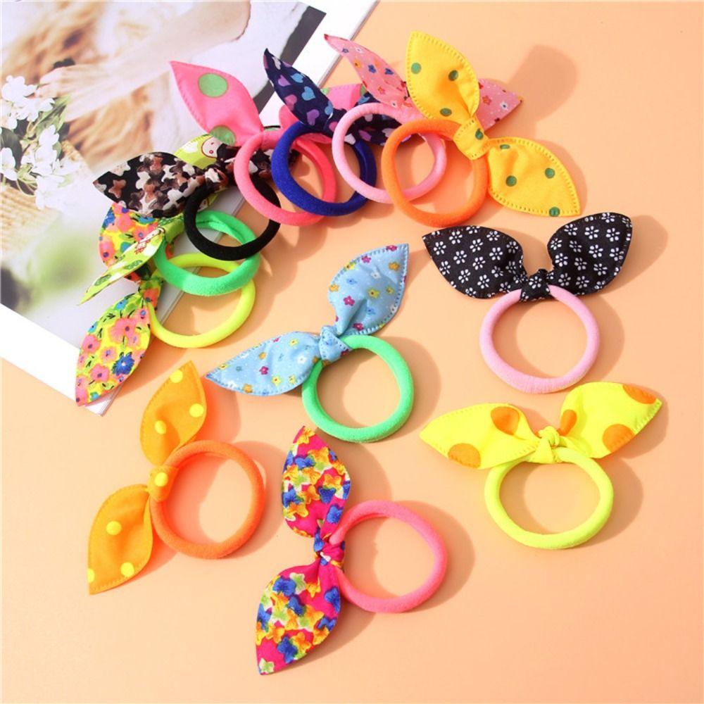 1/10PCS Hair Accessories Bunny Ears Hair Ropes Head Dress Ponytail Holder Lovely Rubber Band Women