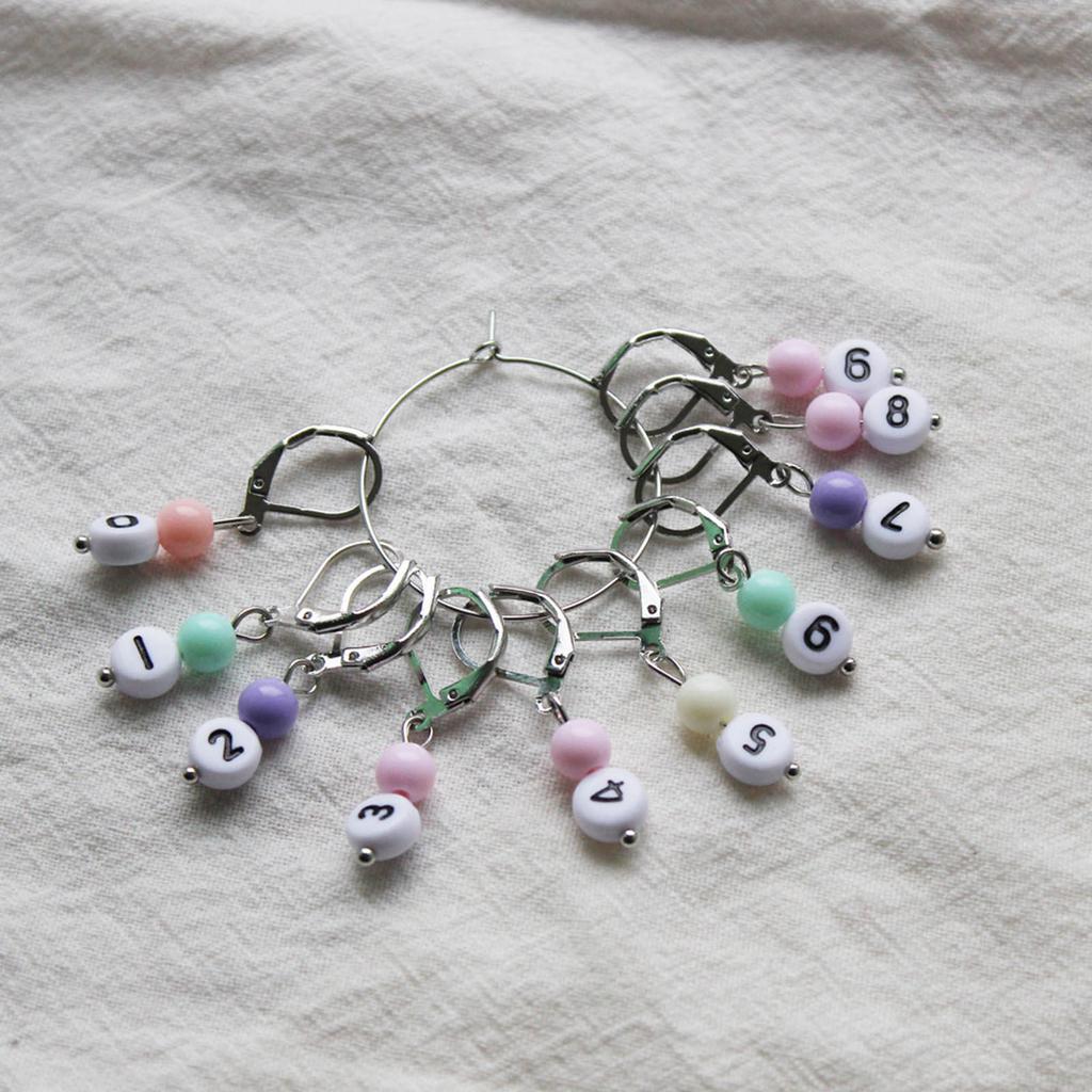 10 Stück Abschließbare Maschenmarkierer Nummer Maschenmarkierer Acrylperlen Maschenmarkierer Anhänger zum Stricken Schmuckherstellung