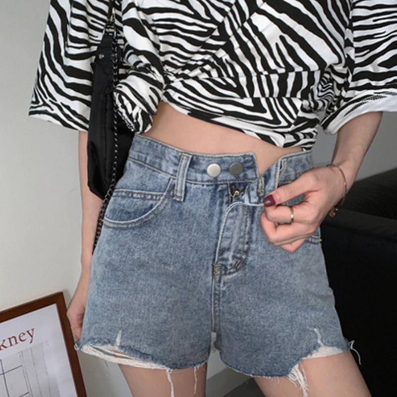 

Women s High-Waisted A-line Denim Shorts - Summer Fashion Wide-Leg Three-Quarter Pants L чёрный