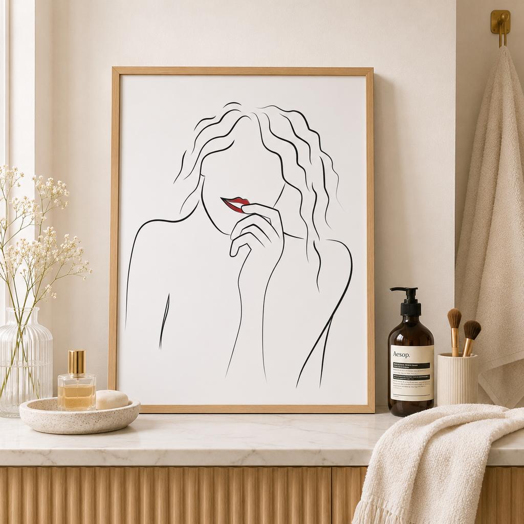 Abstract Wall Art Minimalist Line Art Female Portrait Sketch Canvas Painting Nordic Style for Bedroom Living Room Wall Decor
