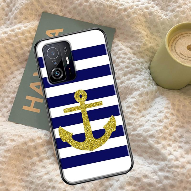 Stripes Anchor Boat Ship Cover For Xiaomi 12T 11T Pro 12 13 Lite Case For POCO X5 X3 Pro X4 F4 GT F3 M5s F5 Pro Coque