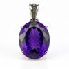 37Ct Certified Natural Purple Tourmaline Pendant Oval Cut 925 Sterling Silver AI-23-NS