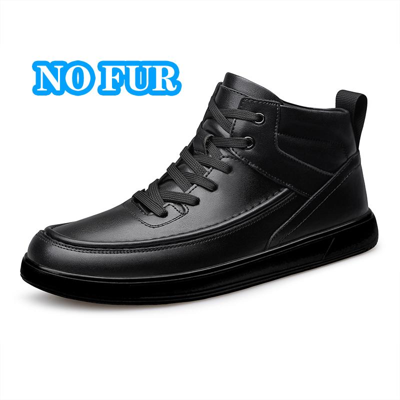 

Men s Genuine Leather Lace Up Ankle Boots Oxford Anti-slip Motorcycle Boots Casual High Top Shoes for Men Warm Plush Fur Botas 46