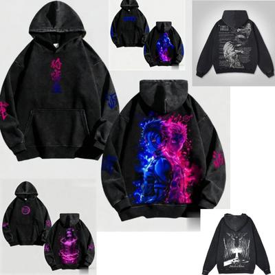 Vintage Men's Hoodie Anime Demon Graphic Loose Fashion Pullover Autumn Clothing Casual Clothes Women Tops Sweatshirts
