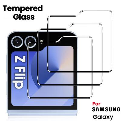 3pcs Full Cover Tempered Glass For Samsung Galaxy Z Flip 5 6 7 HD Clear Glass Full Screen Protector 9H Hardness Glass Film
