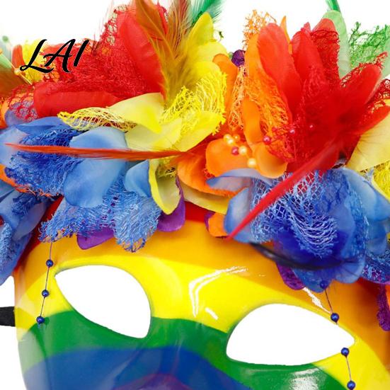 Maschera Floreale Mascherata Mardi Gras per Uomini Donne Colorata Arcobaleno Piumata Carnevale Veneziano Festa di Ballo Carnevale Halloween Cosplay Costume