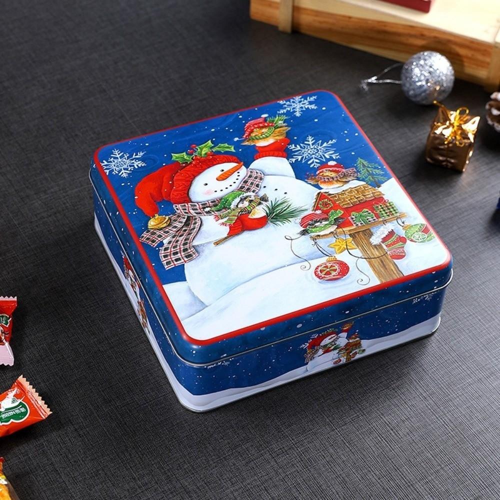 Cute Cartoon Christmas Gift Box Square Party Supplies Christmas Candy Box Christmas Decoration Tinplate Candy Storage Containers