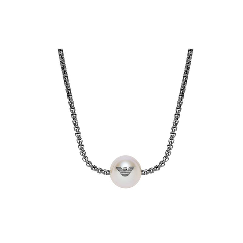 Emporio Armani  Silver Stylish Inlaid Eagle Pearl Pendant Men s Necklace EGS2806060 серебряный