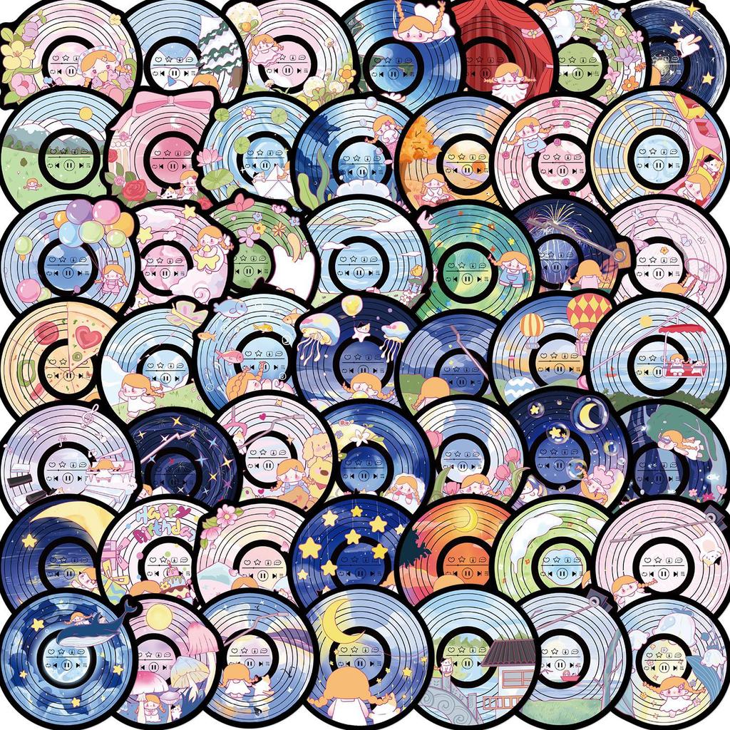 50 Girls' Records Fantasy Dream Graffiti Stickers Guitar Laptop Suitcase DIY Waterproof Stickers