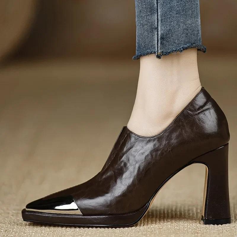 Women High Heel Loafers Pointed Toe Sexy Shoes Retro Fad Designer New Brand Luxury Sandals Hot Sale Zapatillas De Mujer