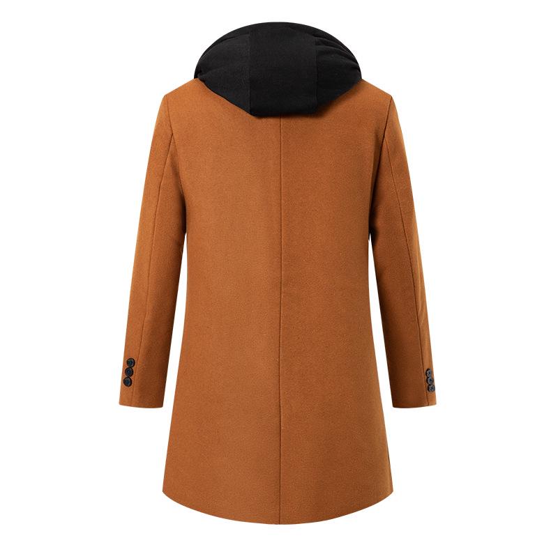 Men's Hooded Mid-Length Woolen Fashion Coat