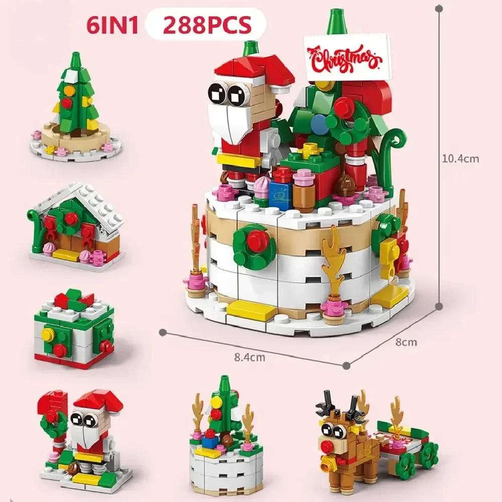 Non-Toxic Advent Calendar Christmas Building Blocks Set Christmas Toys Includes Santa Claus Train House Blocks Gift For Kid Children
