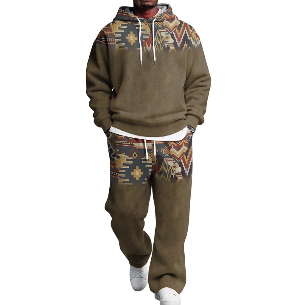 Completo con Felpa e Pantaloni da Tuta da Uomo con Vita Elastica, Outfit Casual Due Pezzi