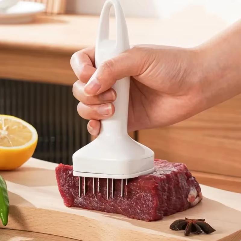 Meat Tenderizer Stainless Steel Meat Looser 24 Needle Automatic Spring Meat Hammer Rib Breaking Perforator Kitchen Gadgets