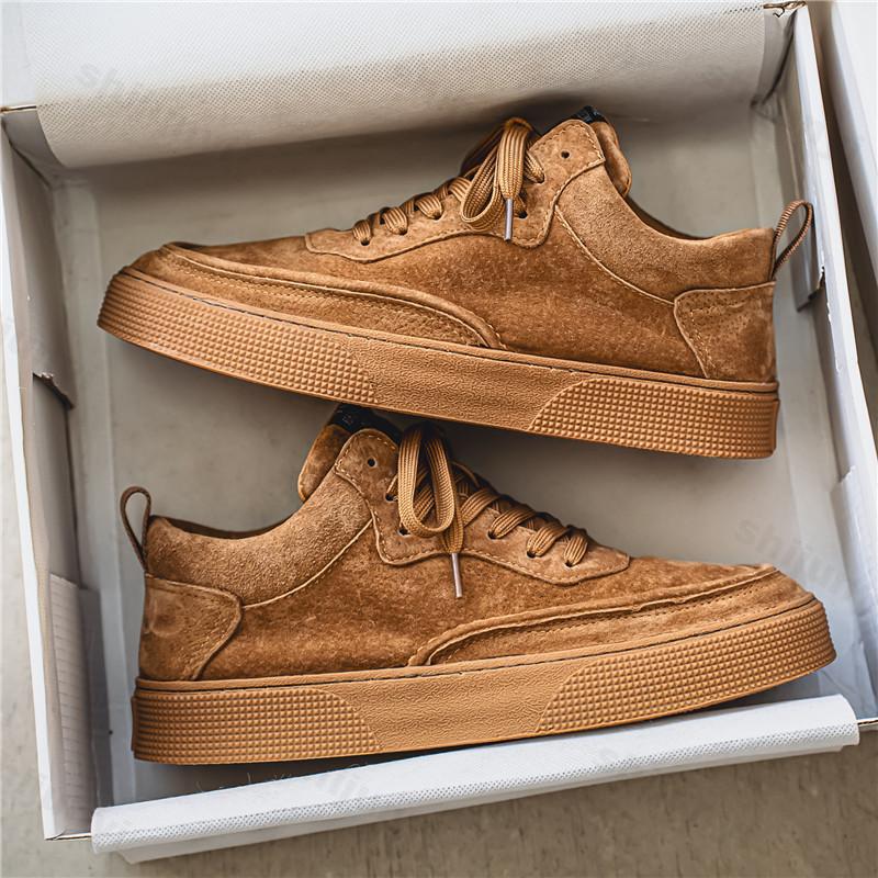 Fashion Vintage Men's Low Help Shoes Fashion Spring Autumn New Lace Up Platform Sneakers Comfortable Height Increase Casual Board Shoes