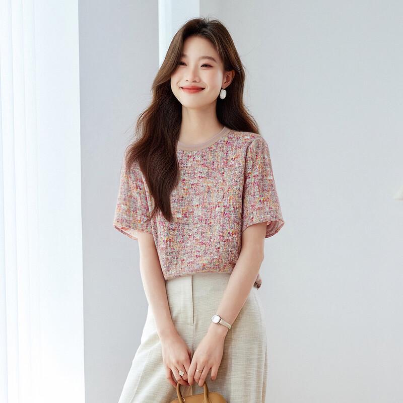 Srcr Women s 100% Mulberry Silk Crepe Printed T-Shirt 2XL