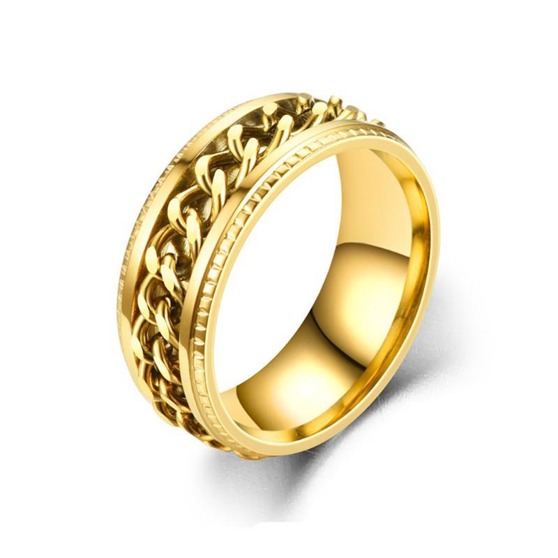 Trendy Rotatable Titanium Steel Chain Ring - Fashion Hip-Hop Couple Jewelry