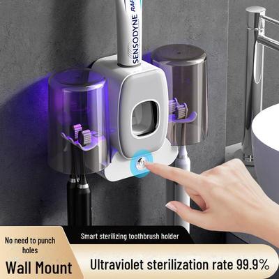 Smart Wall-Mounted Toothbrush & Cup Holder with Sterilizer