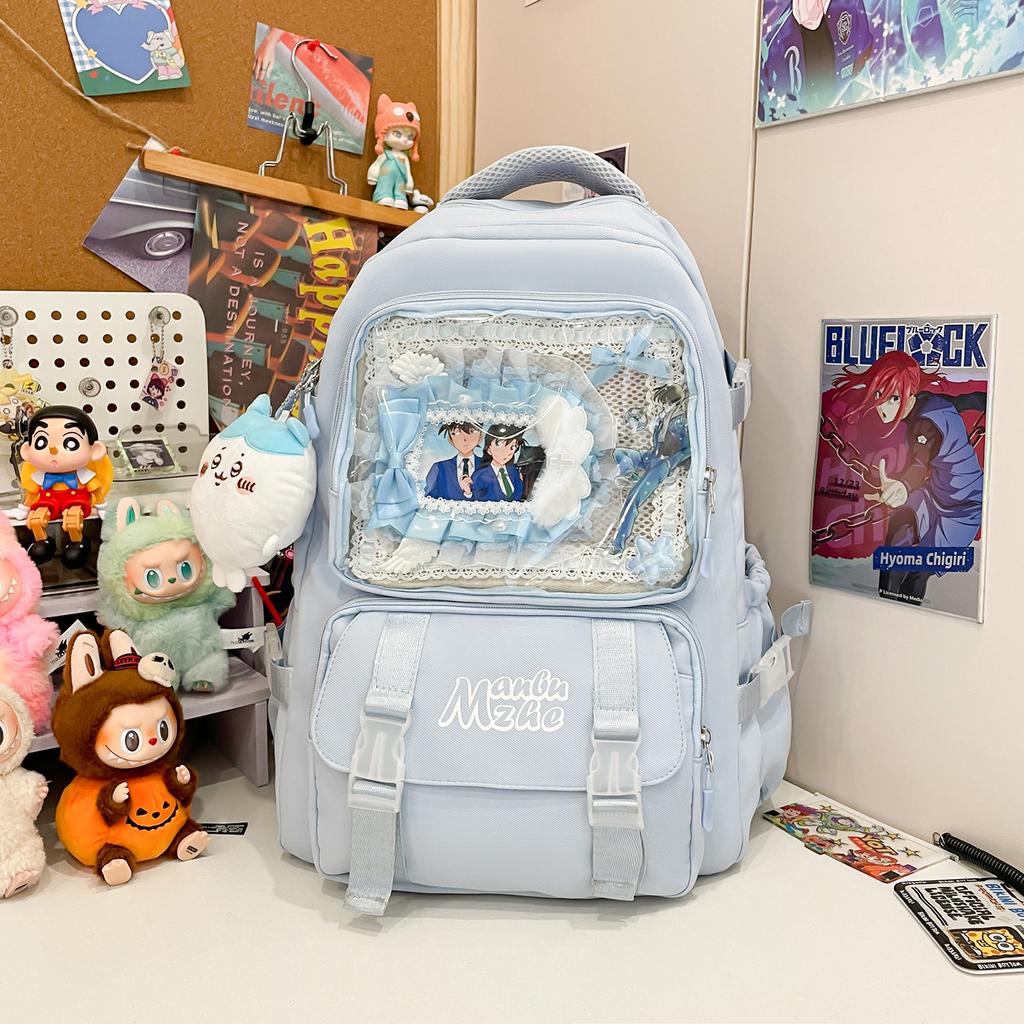 The schoolbag is fresh and cute, and the two-dimensional yuan bar is high school, high quality and large capacity.