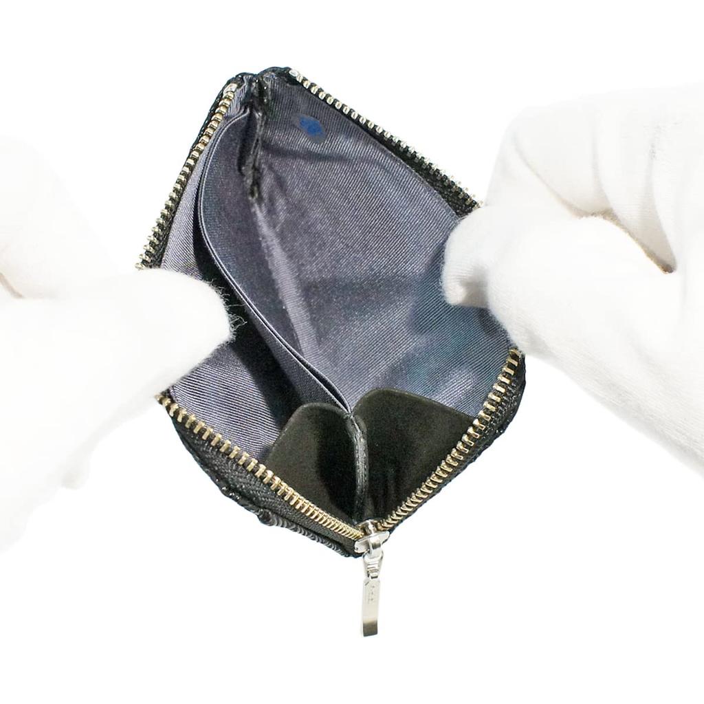 Indenya Inden Coin Purse F Coin Purse 05 Deerskin Black x Black Lacquer Ajiro Knitting Pattern 1005-01-158