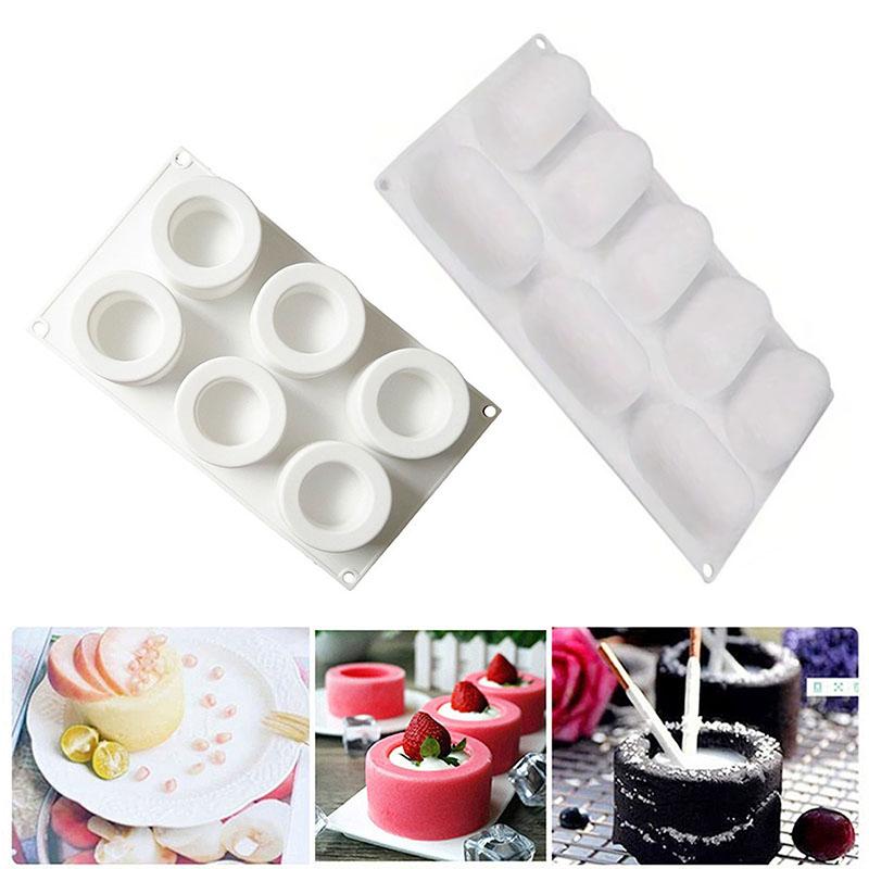 Silicone Mini Cake Mold for Baking Oval Round Floral Shapes Non-Stick Flexible Molds for Cupcakes Desserts Baking Accessories