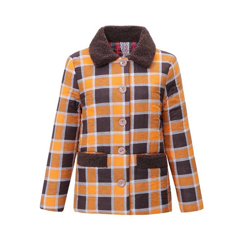Winter cotton-padded jacket new short thickened plaid cotton-padded jacket women's warmth