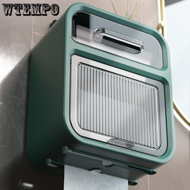 WTEMPO Portarotolo da bagno Scatola per fazzoletti Porta fazzoletti impermeabile Non perforato Portafazzoletti di alta qualità Montato a parete Scatola per rotolo di carta