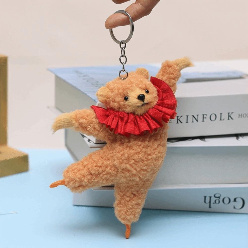 Cute Cartoon Ballet Boston Bear Pendants Soft Stuffed Animal Bear Keyrings  Bear Keyrings Dancing Bear Decoration Bag Charm