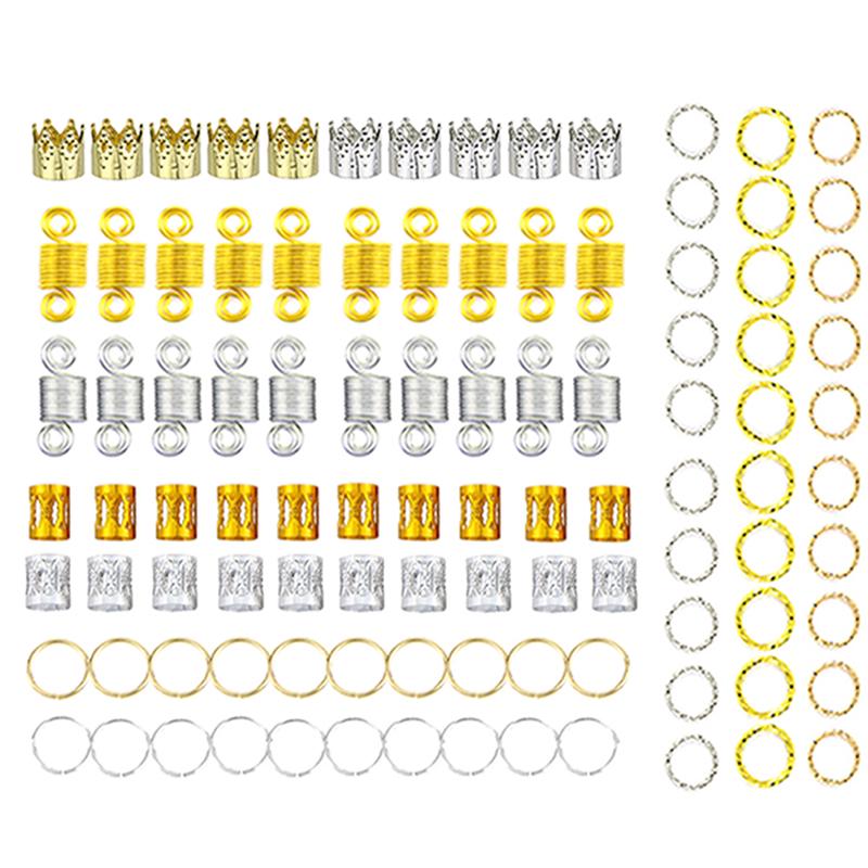 100Pcs/Set Hair Braid Dreadlock Beads Ring Extension Hair Clip Accessories