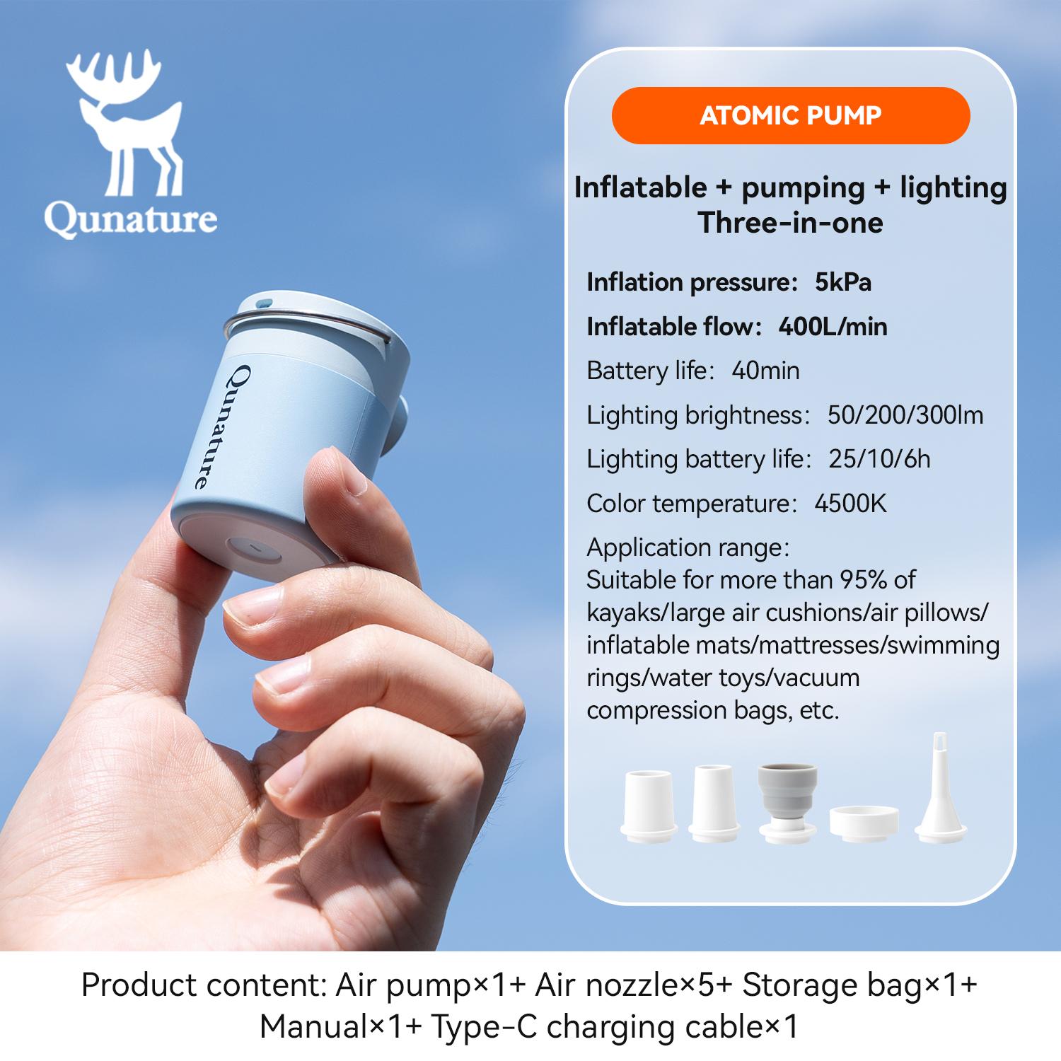 Qunature Air Pump Inflatable Lightweight Pumping Camping light Type-C charging Mini Portable Outdoor Inflator Pump